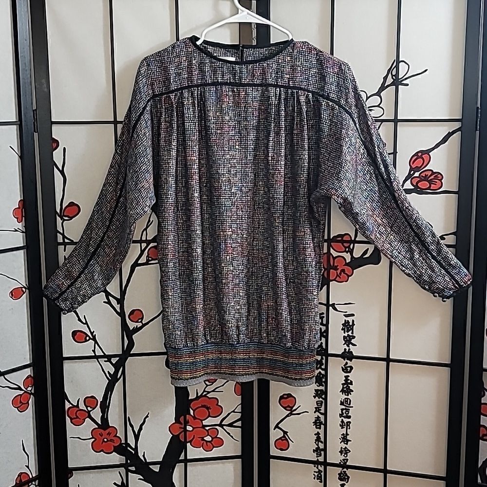 Vintage Umi Collections by Anne Grimm's long Sleeve multi colored top 100% Silk
